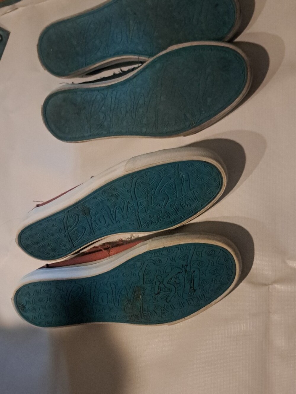 2 Pair Like New Slip-On Canvas Sneakers Red Rust and Navy 9.5 - Picture 6 of 7